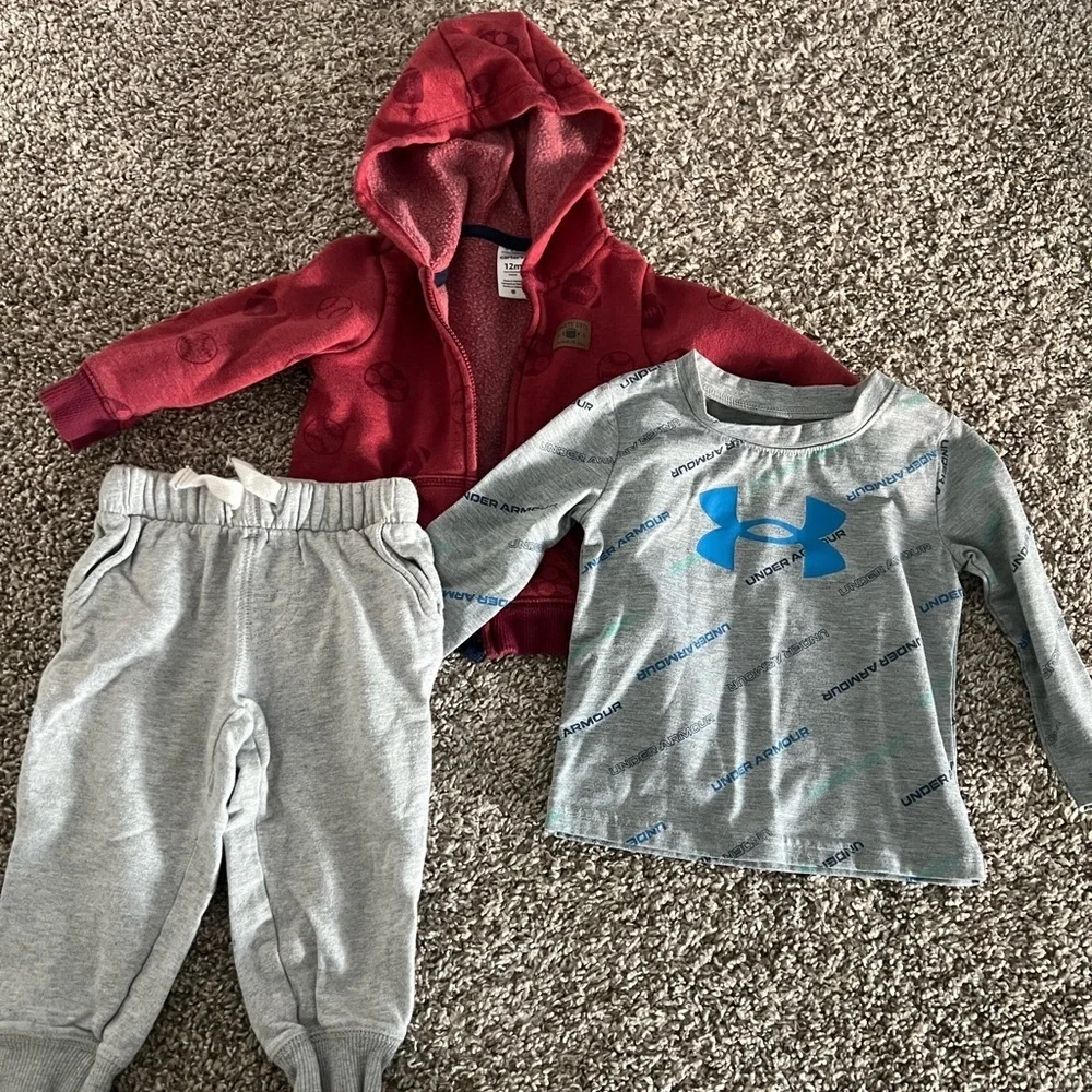 Under Armour Red Hoodie and Gray Set